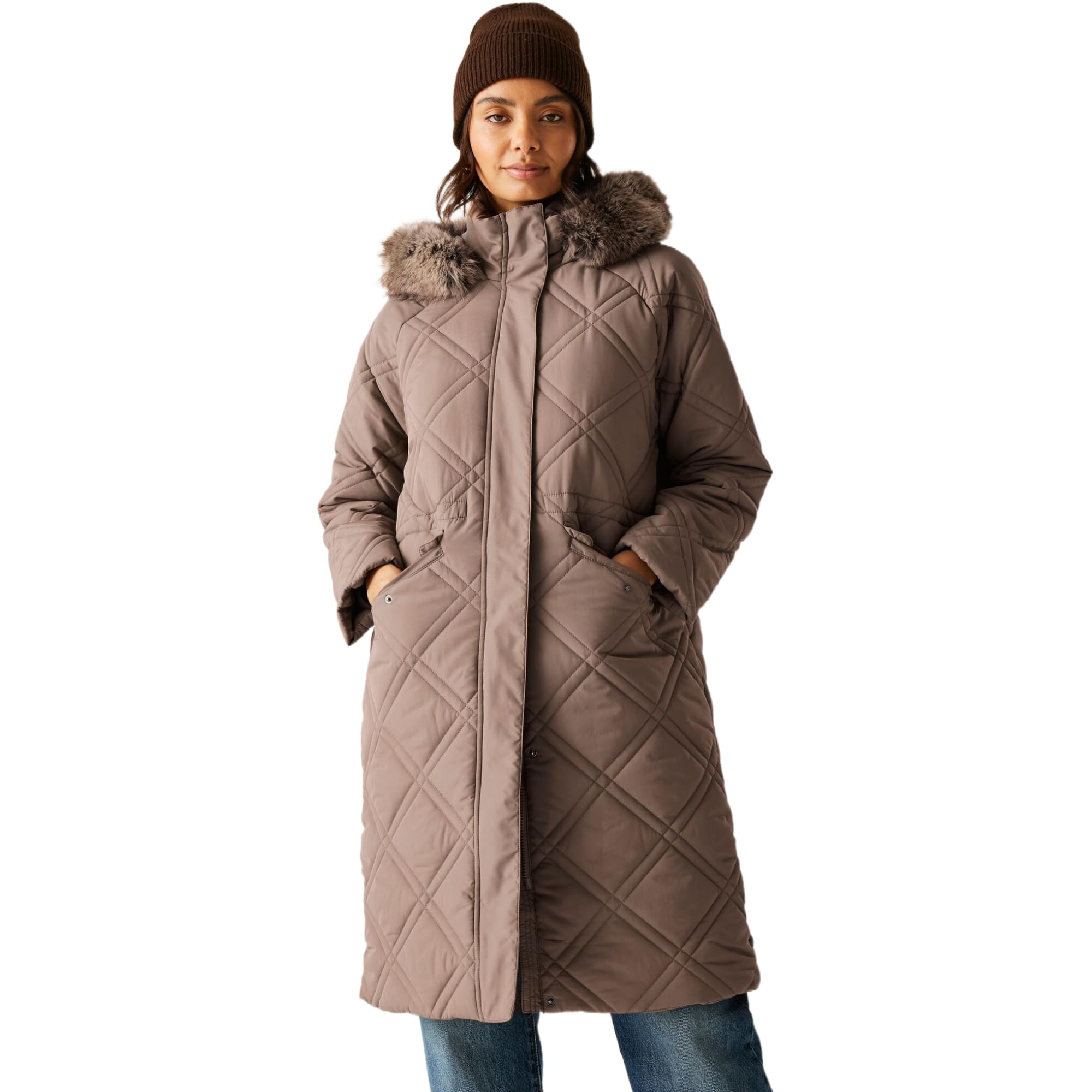 Regatta Women's Brown Freyla Hooded Water-Repellent Insulating Padded Jacket In | Size: 14