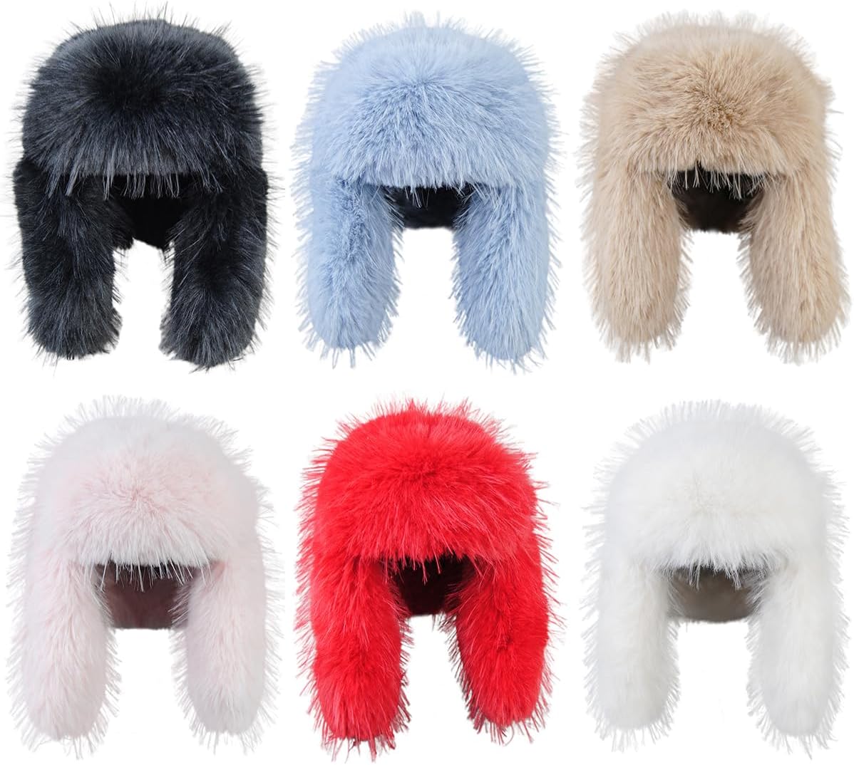 Unisex Faux Fur Trapper Hat, Winter Outdoor Lei Feng Cap Bomber Hat with Warm Earmuffs for Hunting Cycling Hiking