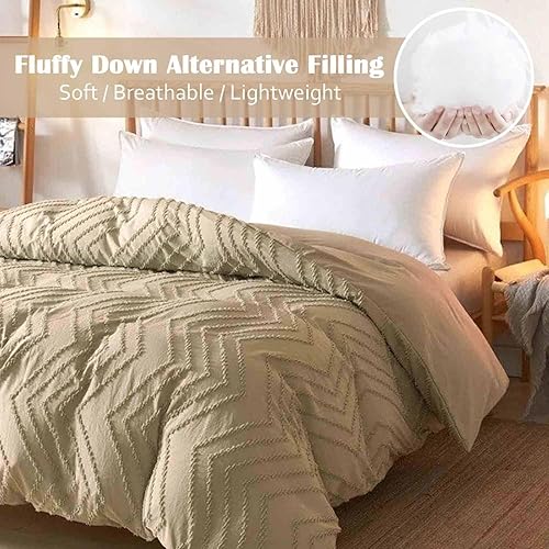 Miniatura 2 de Nanko - Juego de edredón tamaño Queen, jacquard capitoné, bohemio suave, desgastado y elegante, microfibra alternativa, todas las estaciones, ropa