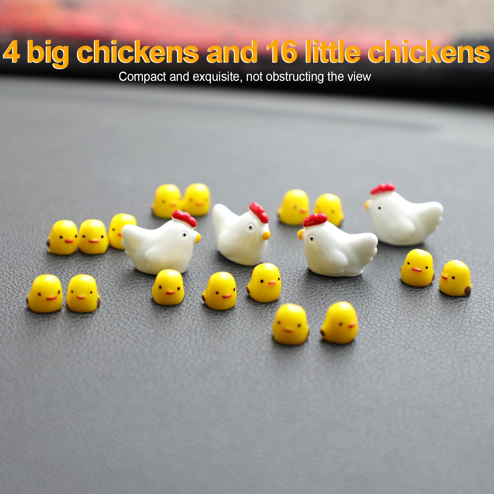 Mini Chickens Car Dashboard Decors 20 Pieces Cute Rearview Mirror Ornaments Funny Interior Car Accessories for Automotive Window — view 3