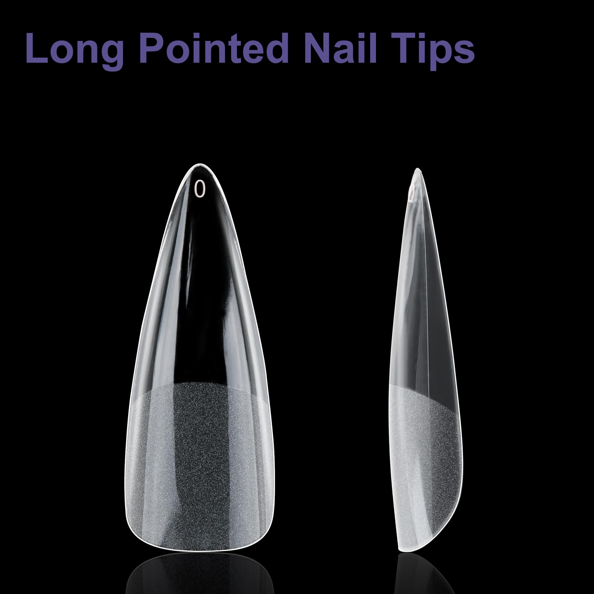 Unghie finte semiopache a punta lunga, in morbido gel, preformate, copertura completa, con scatola trasparente, per saloni di bellezza e nail art fai da te, 600 pezzi/12 misure