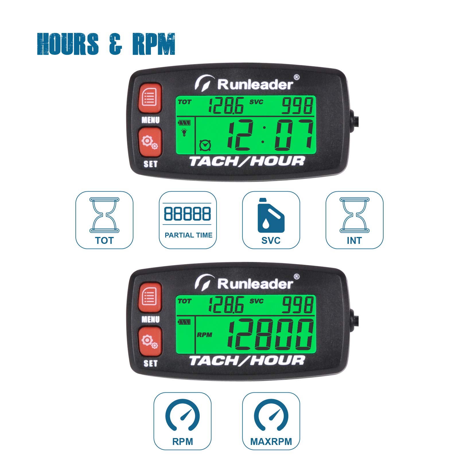 Snapklik.com : Digital Gas Engine Tachometer, Hours & RPM Record ...