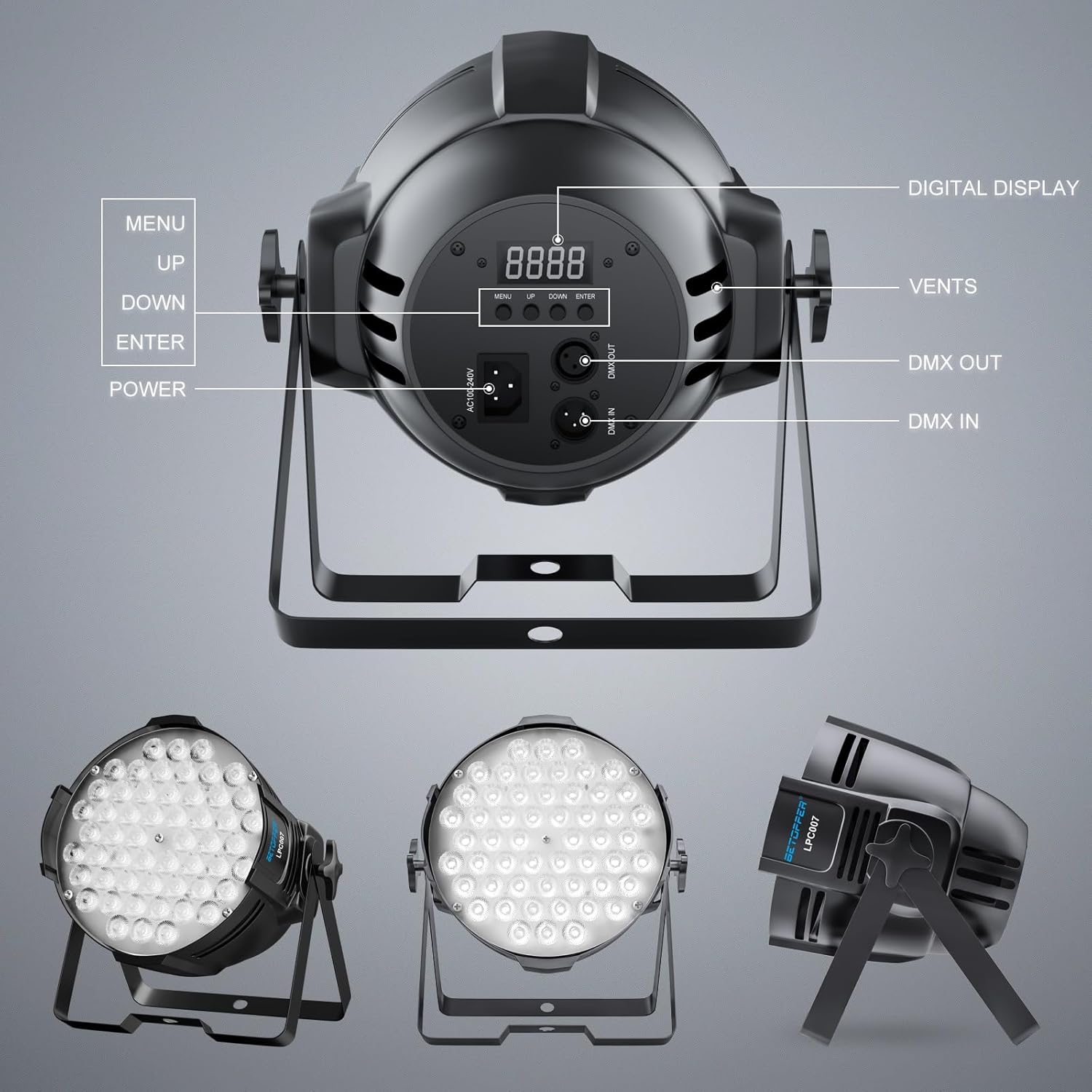 BETOPPER DJ Lights DMX Sound Activated, 54 x 3W LED Par Lights RGB Stage Light DMX, DJ Par Lighting for Church, Concert, Wedding, Party, Bar, Stage Lighting (4 Packs)