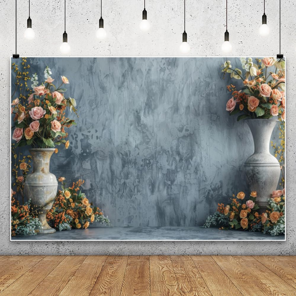 YongFoto Elegant Retro Bloom Flower Wall Backdrop 7x5ft Spring Green Plant Climbing Vines Floral Photography Background Bridal Shower Wedding Party Banner Room Decor Portraits Photoshoot Wallpaper