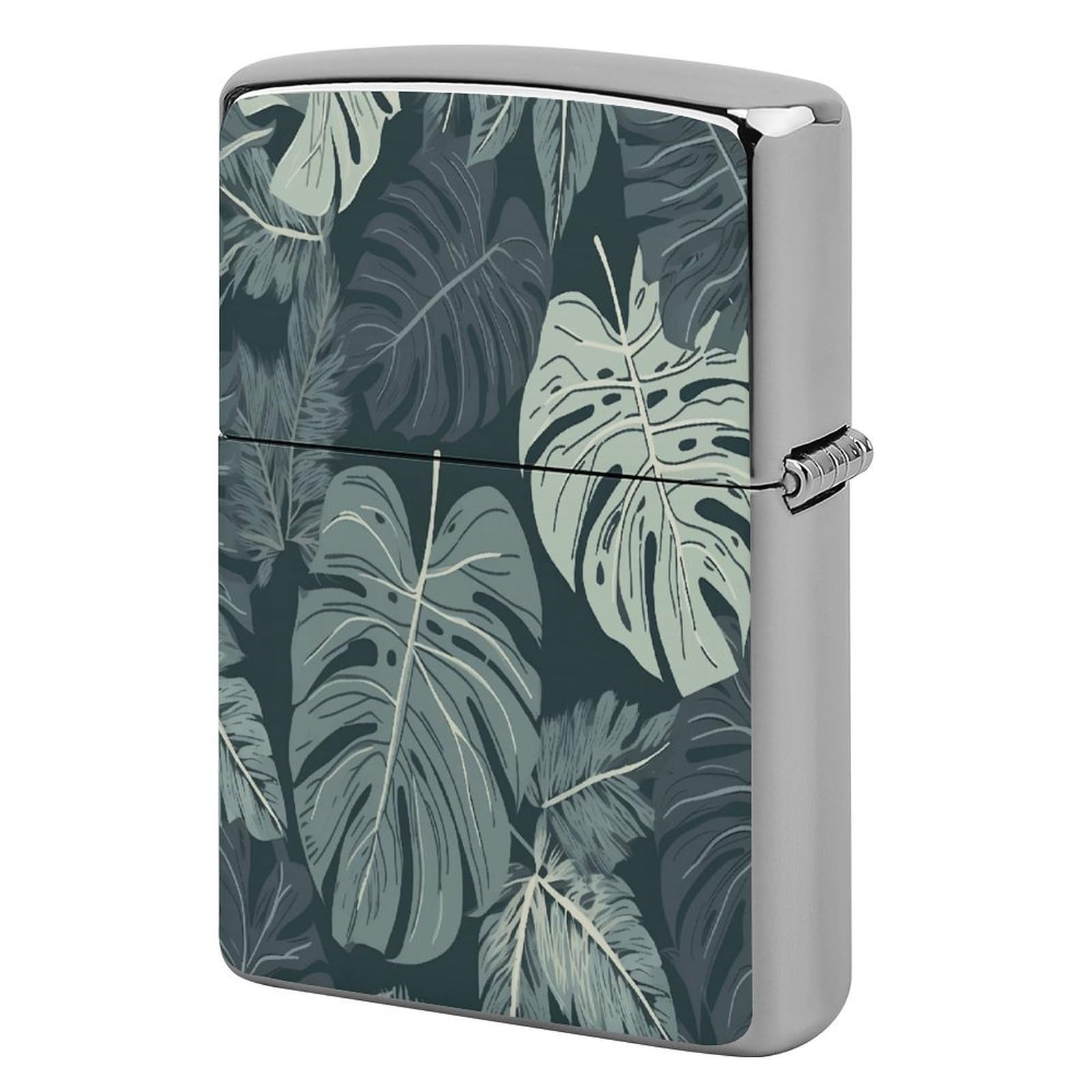 Fekiloot Style Gray Leaf Pattern Lighter Case Cover Lighter Holder