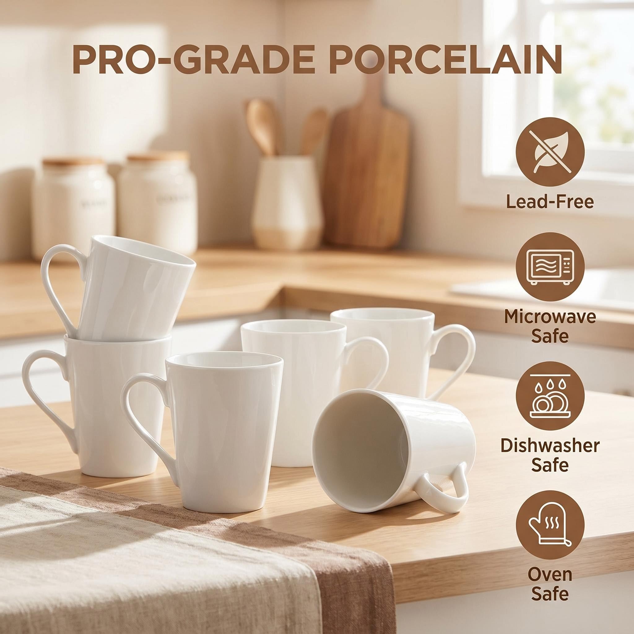 Amazon.com | MIWARE 10 Ounce Porcelain Mugs, Set of 6, Tea and Coffee Mug  Set, Ivory White (Ivory White, 10OZ): Coffee Cups & Mugs