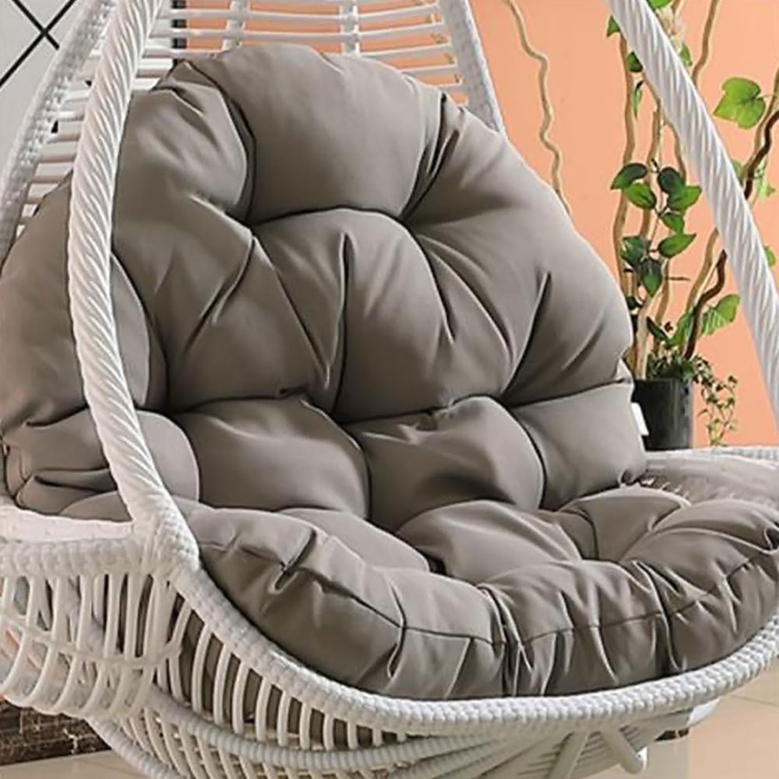 Generic Hanging Chair Cushion, Dark Gray, Polyester, PP Cotton, Replacement Cushion for Garden Hanging Swing, Outdoor, 120 x 80 cm — image 1