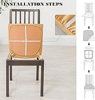 Vista 6 de Dimatic Juego de 2 fundas de asiento para silla, de piel sintética, impermeables, fundas elásticas para sillas de comedor, fundas protectoras