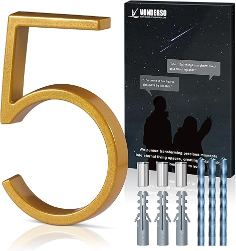 Miniatura 79 de VONDERSO - Letrero de dirección flotante de 5 pulgadas para exteriores de metal negro moderno para patio, calle y buzón, números de dirección Negro 1