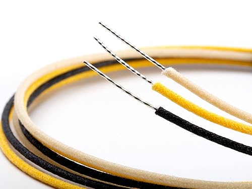 Gavitt - Cable de tela para guitarras eléctricas, 10 pies cada una. de blanconegroamarillo, trenzado de cobre de 22 AWG, trenzado textil vintage,