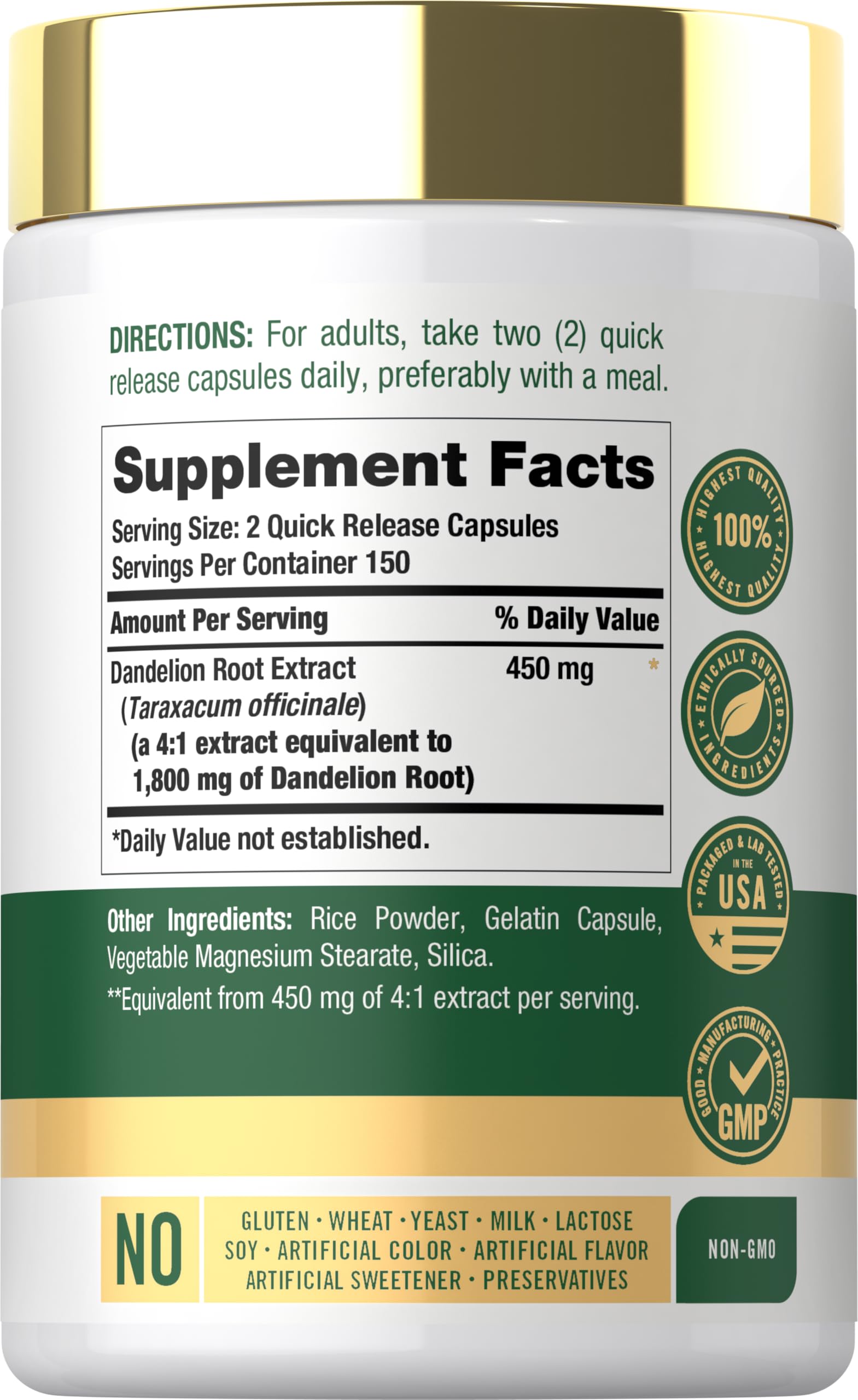 Carlyle Dandelion Root Extract | 300 Capsules | Herb Supplement — Amazon image 2