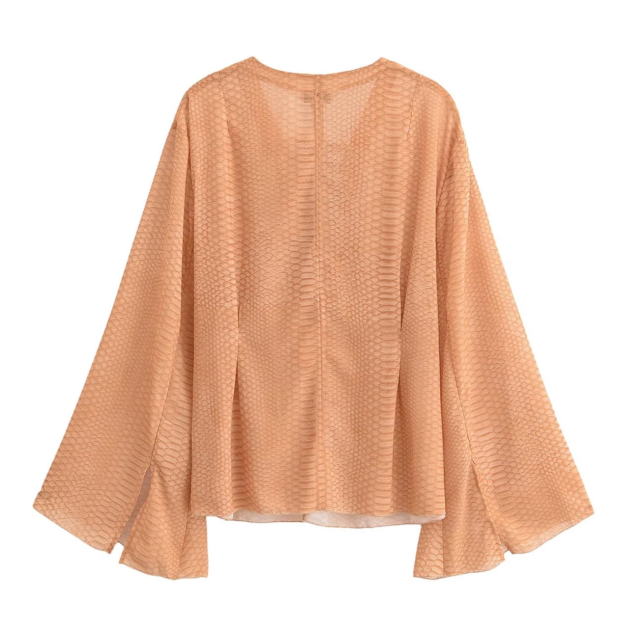 Camisa de manga larga para mujer, con cordones, de gasa, holgada, informal, a la moda