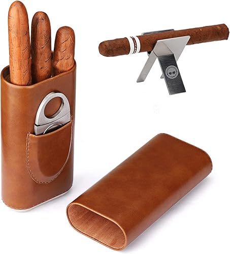 Time C Club - Cajas de cigarros, 3 unidades, 3 unidades, humidor de cedro con cortador de puros plegable, acero inoxidable, color plateado