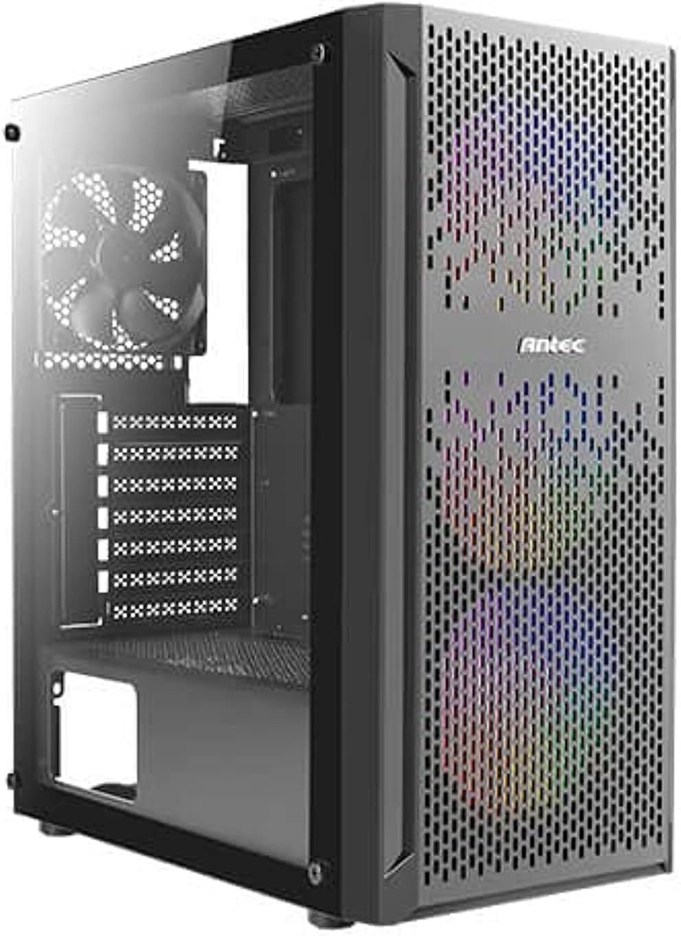 Antec NX290 ATX Mid-Tower Case, Tempered Glass Side Panel, Full Side View, Pre-Installed 4 x 120mm in Front, Black