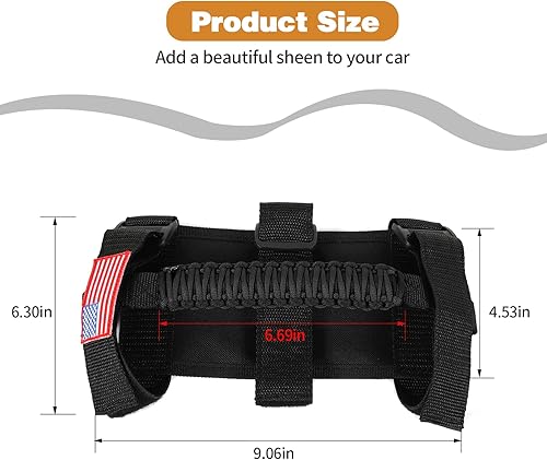 Miniatura 6 de Asas de agarre para Jeep Wrangler YJ TJ JK JL JT Roll Bar Accesorios interiores 1992-2023 (2 unidades, con patrón de bandera de Estados Unidos,