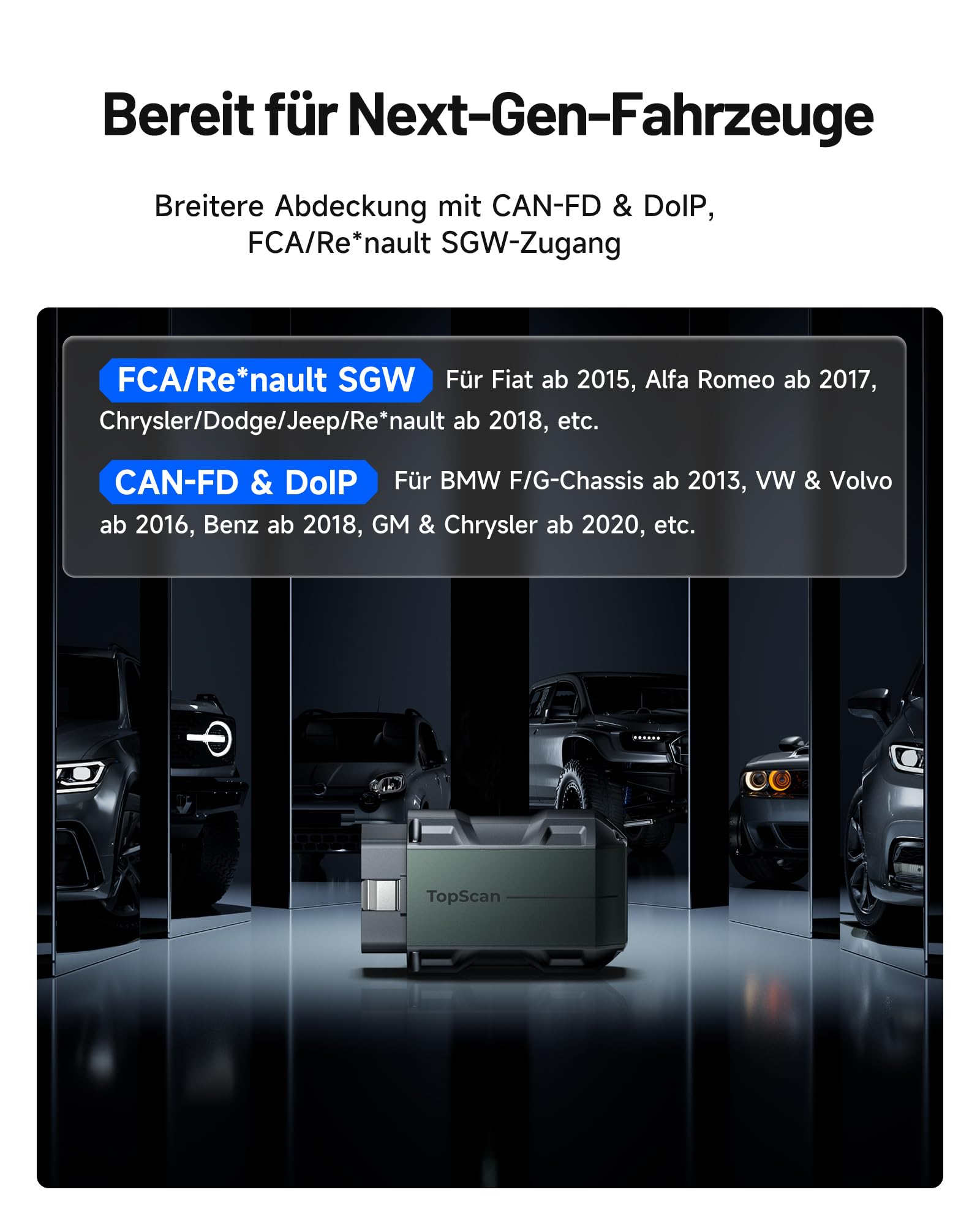 TOPDON TopScan Master OBD2 Diagnosegerät Bluetooth, Bidirektionale/Aktiver Test, Wireless Alle Systeme für iOS & Android, 30+ Reset-Diensten, CAN-FD&DoIP, FCA/Nissan/Renault SGW, KI-Unterstützung