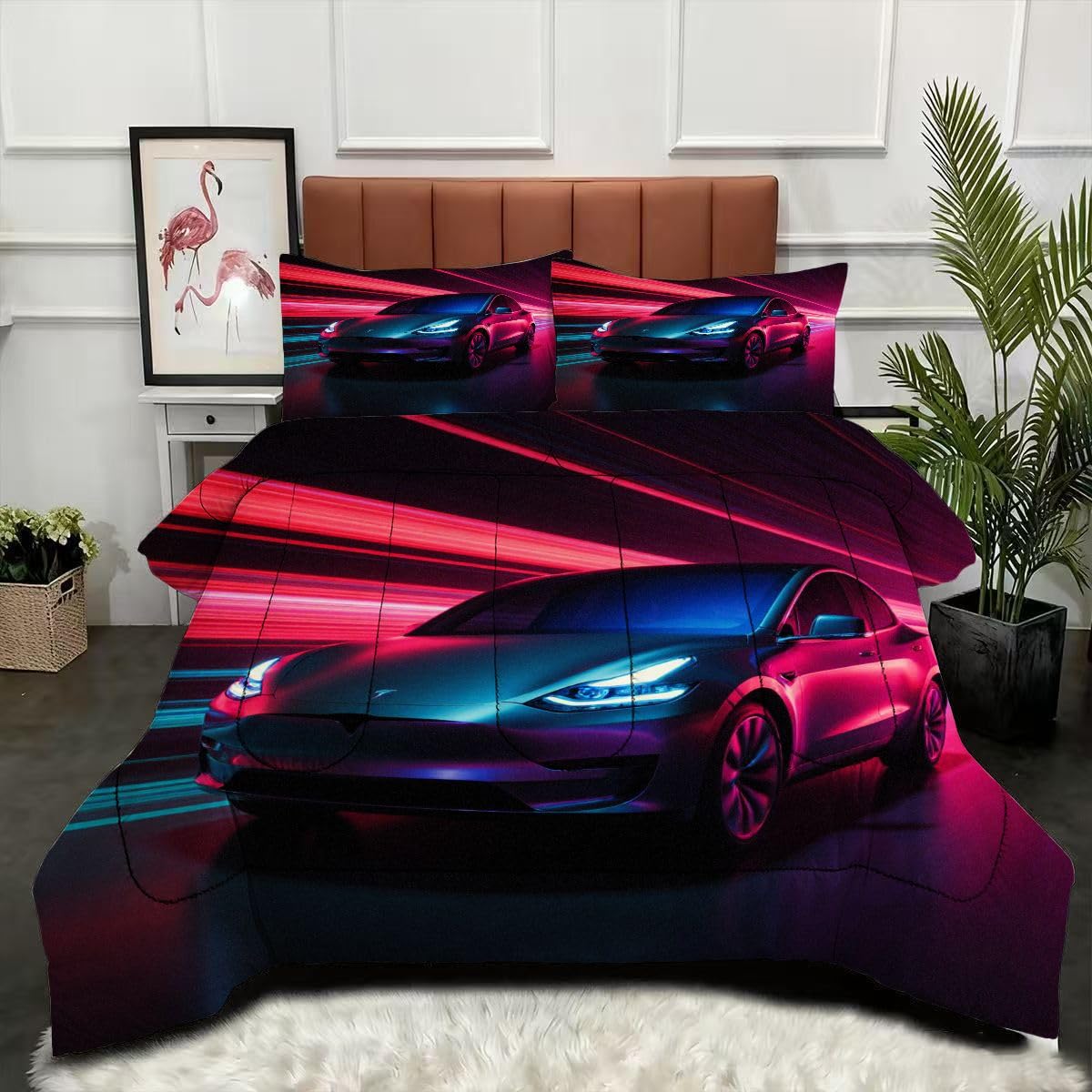 Couette 200 x 200 cm Voiture de Sport pour transformer une chambre d'ado en espace dynamique 3D