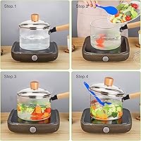 Vista 6 de 2 Pack Glass Saucepan Set, 60oz/1.8L Clear Glass, Heat-resistant Simmer Pot for Pasta, Soup, Milk, Cookware with Lid and Long Handle