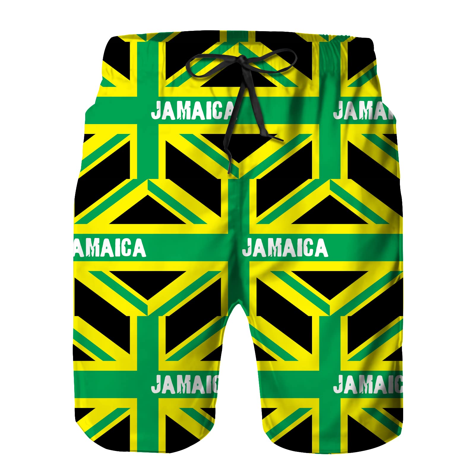 BUGKHD Jamaica Jamaican Kingdom Flag Men's Summer Beach Shorts, Athletic Trunks, White-jamaica Jamaican Kingdom Flag, L