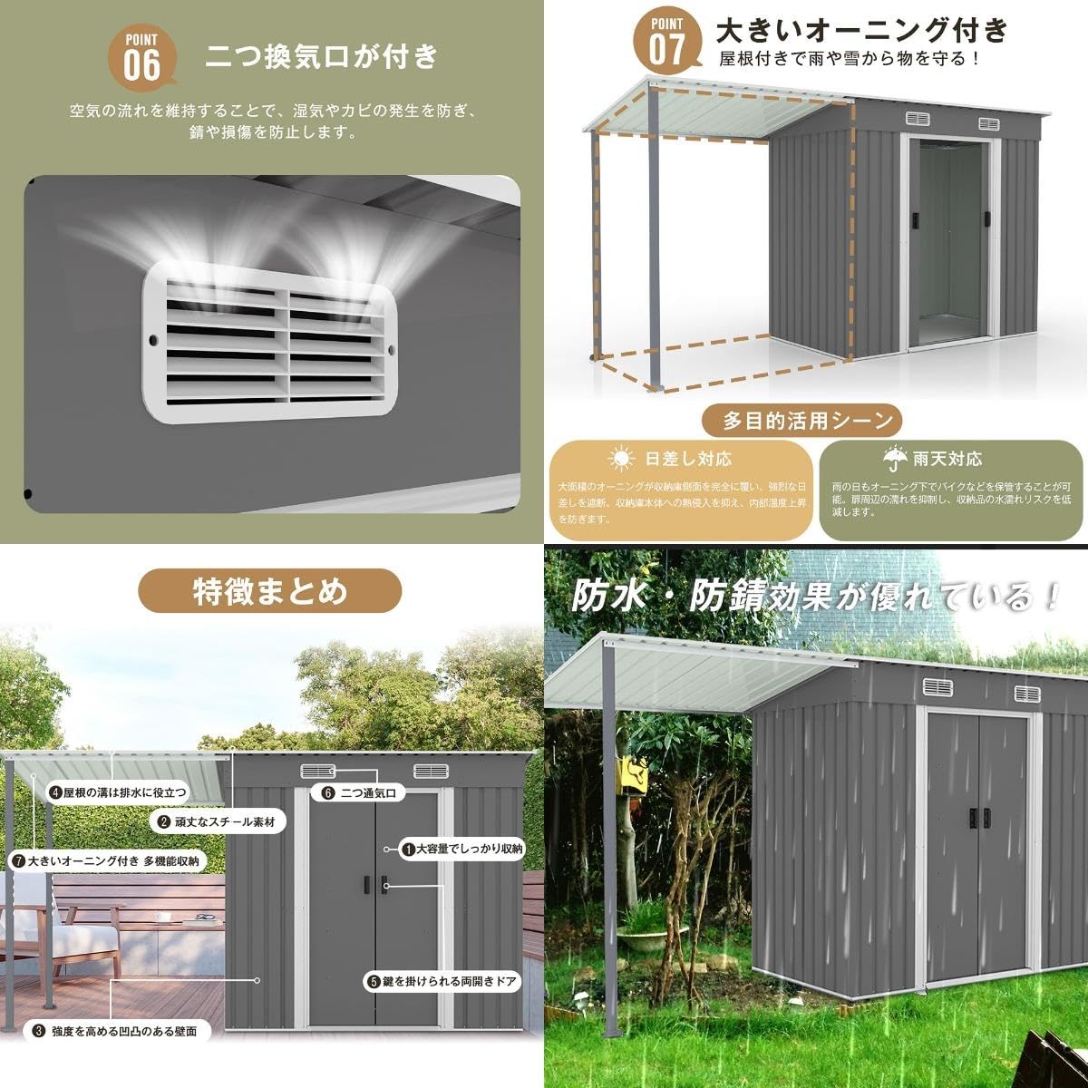 Amazon | STPZHXC 物置 屋外 大型 倉庫 大型物置 戸外収納庫 防水/耐侯 