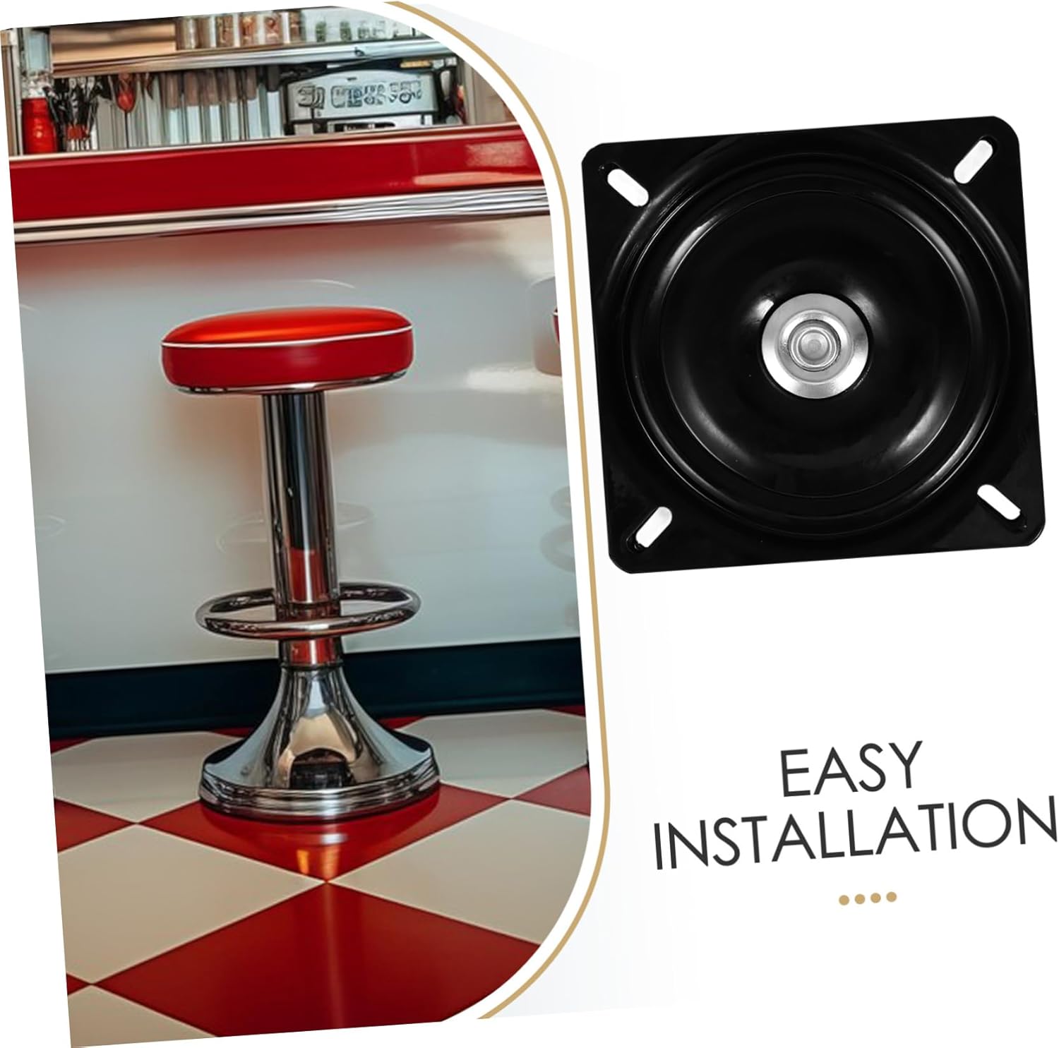 Hemobllo Heavy Duty Bar Stool Swivel Plate Rotating Mechanism for Chairs and Furniture Smooth Rotation Easy Installation Design for Replacement