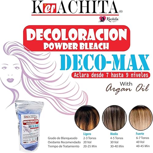 Miniatura 2 de Aclarador profesional para reflejos del cabello, decoloración, resaltado, balayage, kerachita en polvo, decolorante, azul, Deco-Max, Decoloracion