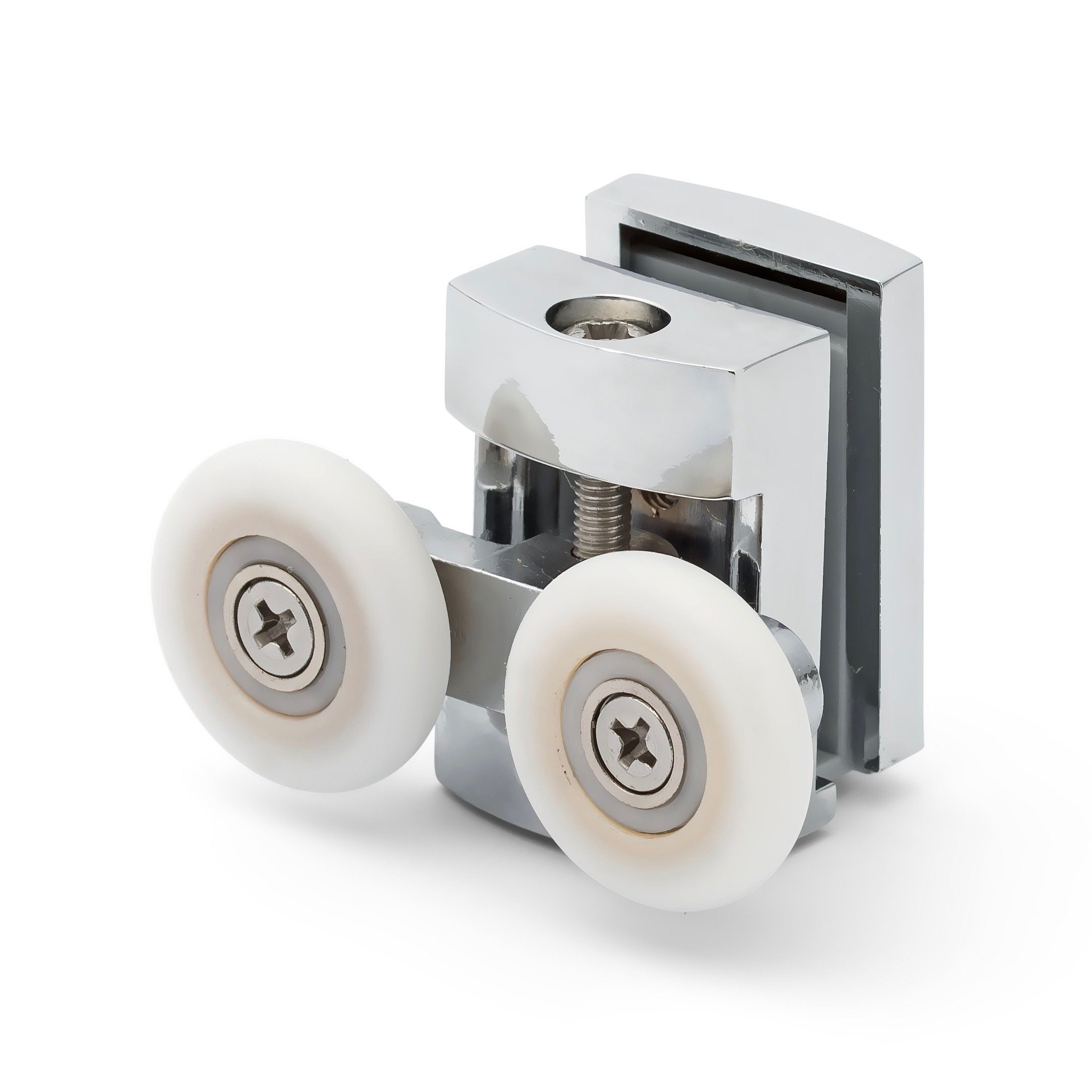 ShowerPart Twin/Double Top Shower Door Rollers/Wheels/Runners L101, Diameter 23mm, Wheel Thickness 5.8mm, Chromed Plastic Cover, Shower Door Replacement Parts, 2X