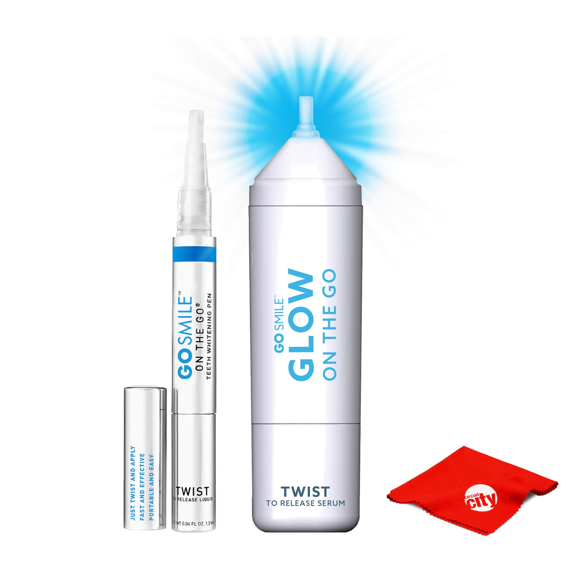 Go Smile Glow on the Go Teeth Whitening Pen Blue-Light Technology Bundle with Microfiber (GSK048)