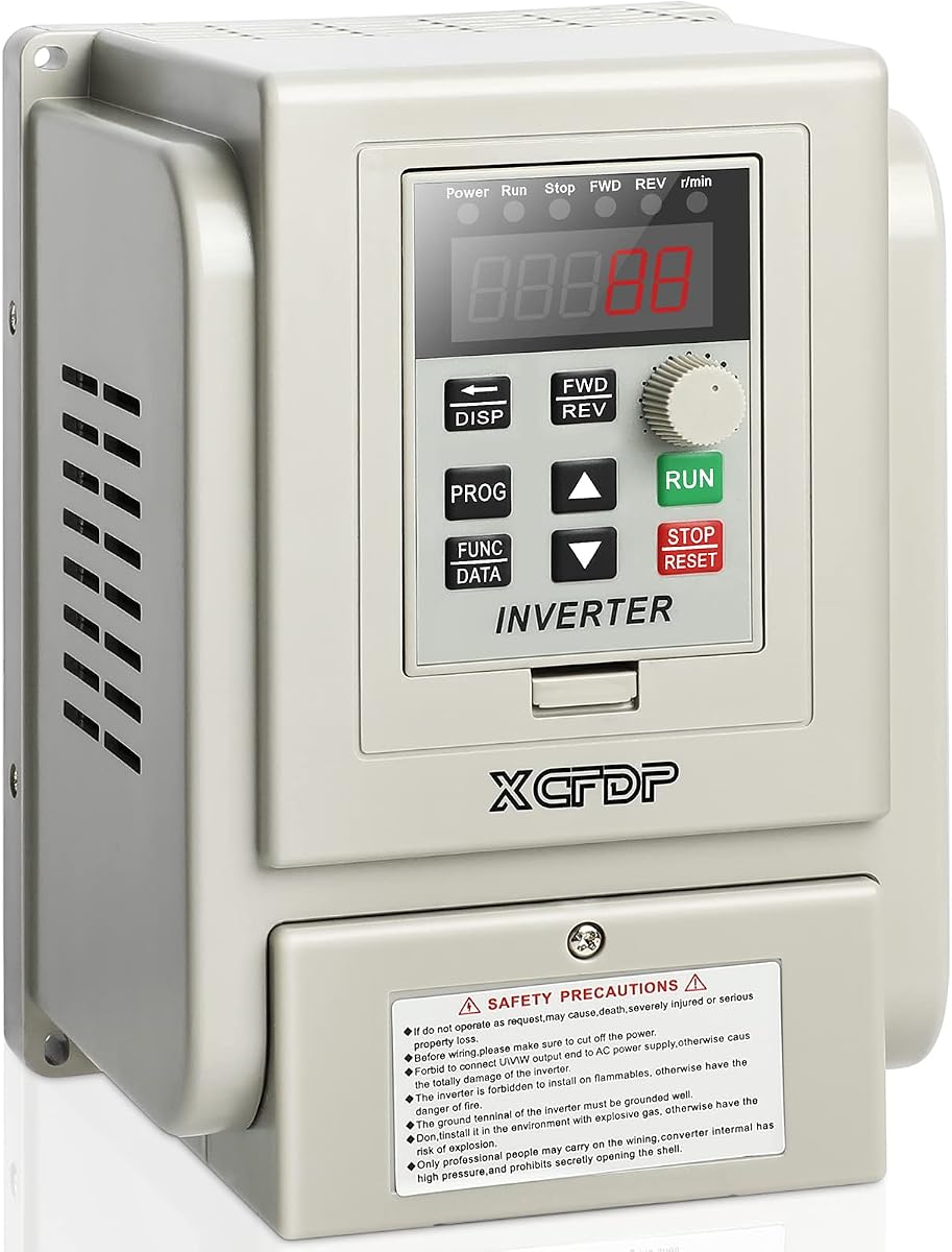 Variador de frecuencia CA 220 V/2,2 kw 3 HP, inversor VFD de 12 A Convertidor de frecuencia monofásico a trifásico para control de velocidad del motor del husillo (entrada monofásica, salida trifásica)