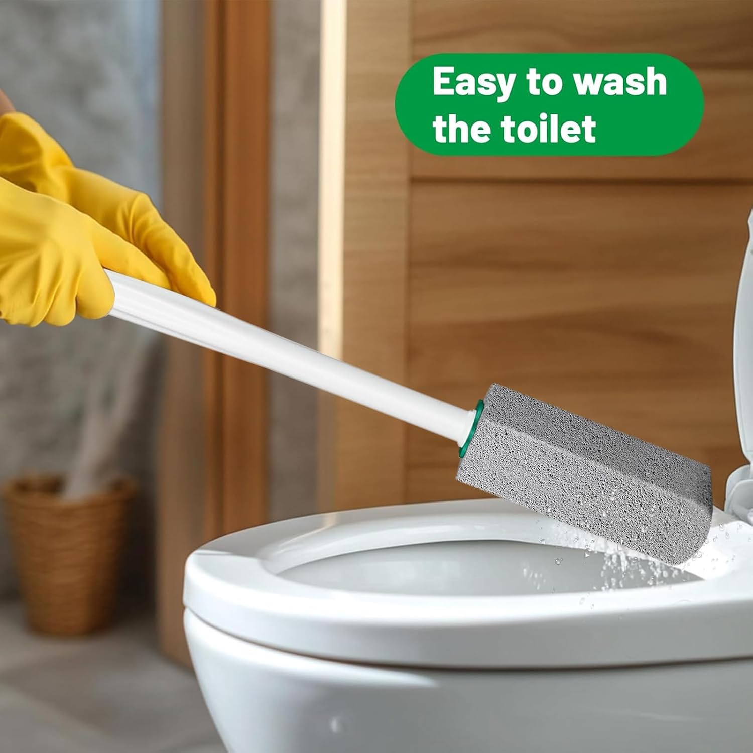 Pumice Stone Toilet Bowl Cleaner,Pumice Stone with 11.8 Inch Long Handle for Toilet,Bathtubs, Grills,Swimming Pools,Sinks Cleaning (4 Pack)