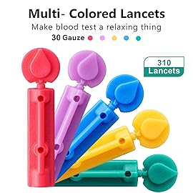 CareLiving Lancets for Diabetes Testing - 30 Gauge Diabetic Lancets for Blood Testing and Glucose Testing - Fits Most Lancing Devices - 310 Count (Colourful)
