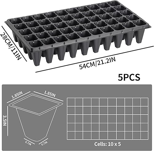 Miniatura 2 de Bandejas de 250 celdas de 20 x 10 pulgadas, 5 contenedores de semillas reutilizables de 21.3 x 11.0 in para plantas de cultivo de vivero,