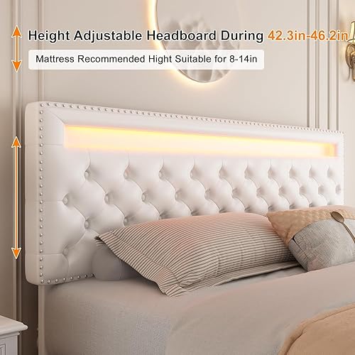 Miniatura 52 de GEGOFORU - Base de cama LED Queen con 4 cajones de almacenamiento, con control inteligente RGBW luces LED cabecera, control de color bricolaje,