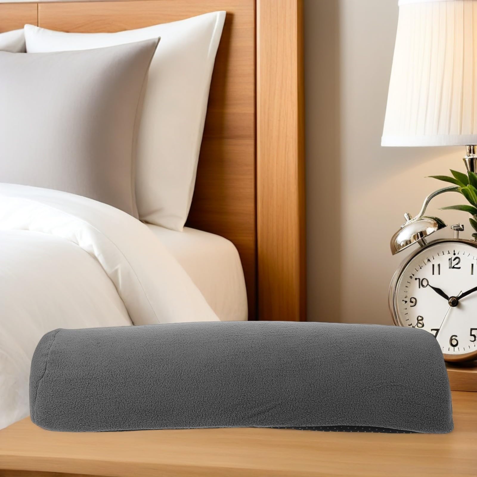 POPETPOP Almohada para Piernas Ergonómica Media Luna Espuma de Alta Densidad y Forro de Pelusa, Cojín Elevado para Dormir Adecuado para Largas Sesiones Sentado y Camping