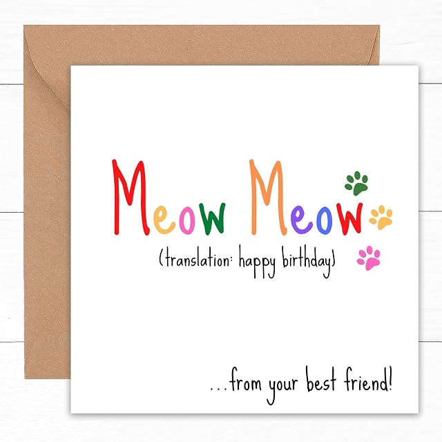 Funny Birthday Card From The Cat | Cute Cards Kitten Kitty Fur Baby Pet Lovers | For Dad Mum Husband Wife Dog | To Him Her Man Woman Mummy Daddy Sister Brother Wife Friend | Gifts Presents | 15cm