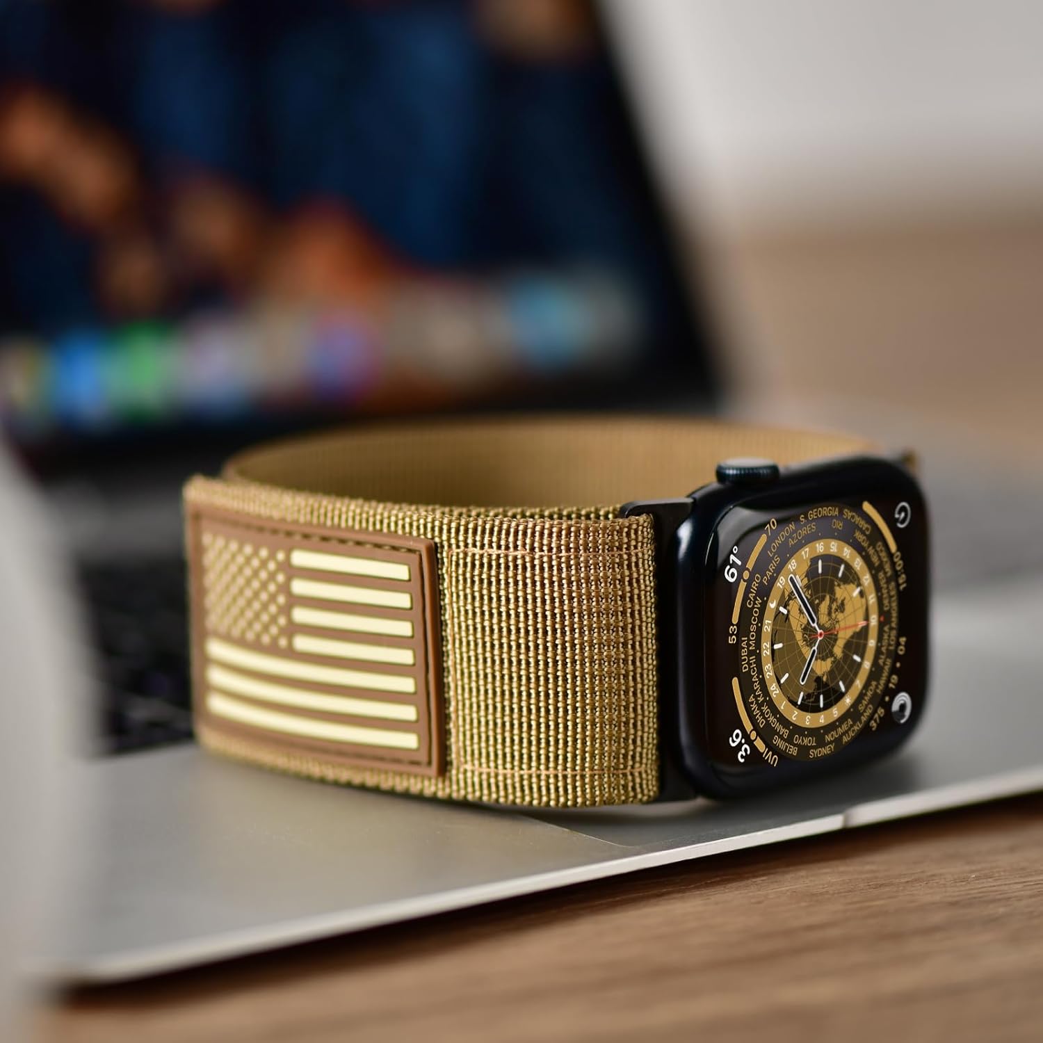 Tefeca Fortitude Series USA Flag Ultrawide Band Compatible with Apple Watch Ultra 2/Ultra 49mm, Series 10 46mm, Series 9/8/7 45mm, SE2/SE/6/5/4 44mm