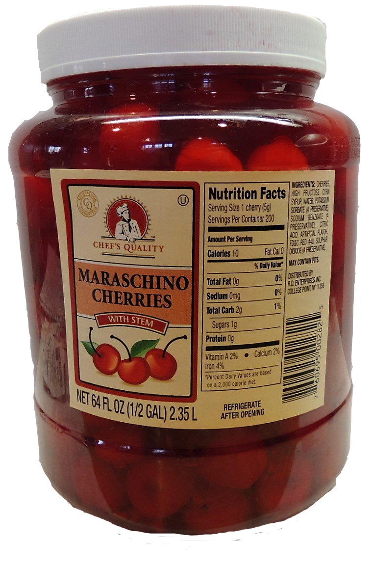 Chef's Quality: Maraschino Cherries with Stem (64 Oz.)