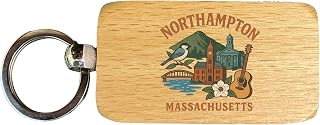 Northampton Massachusetts Keepsakes Souvenir 2.5x1-Inch Wooden Keychain