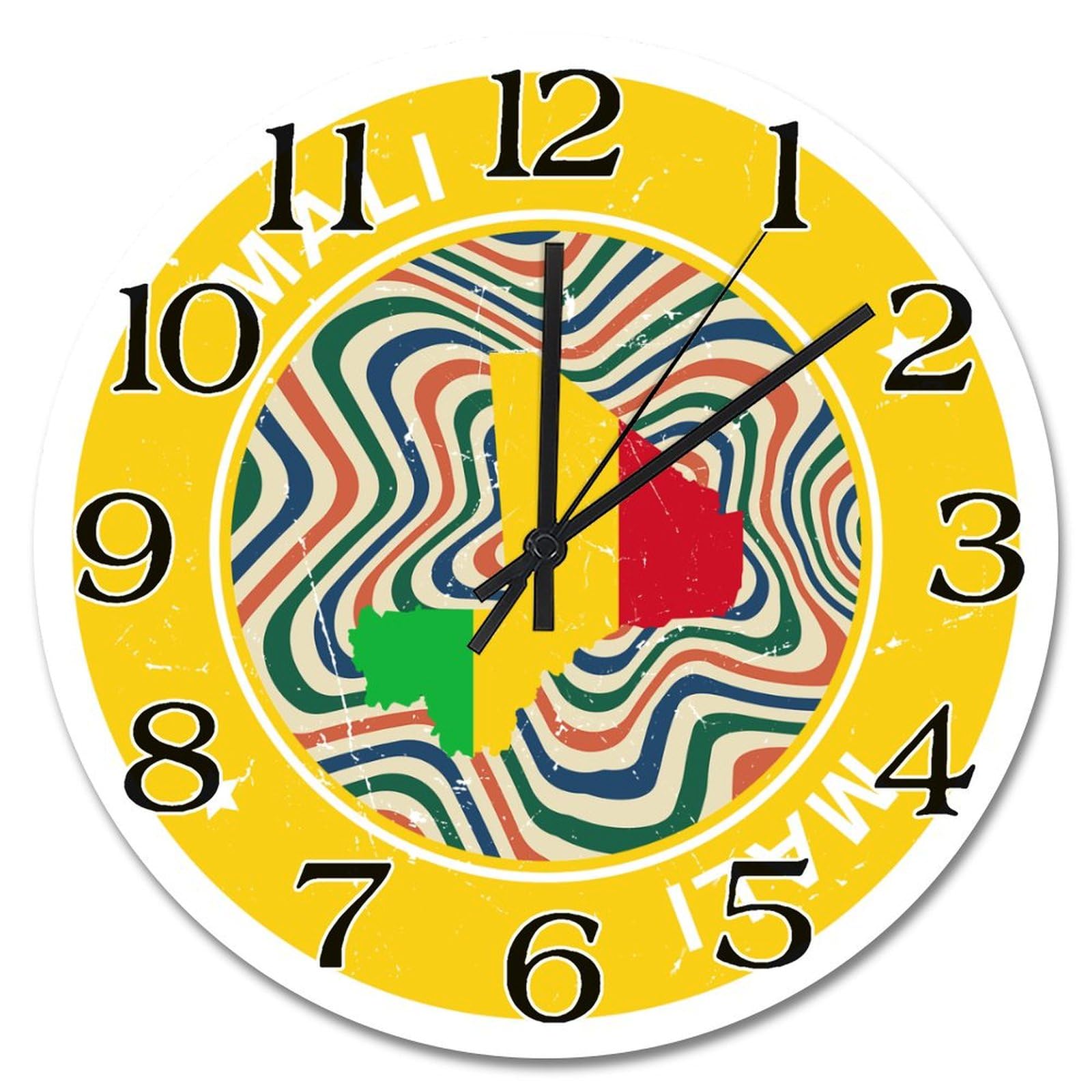 Horloge murale drapeau Mali pour décorer un salon ou une cuisine