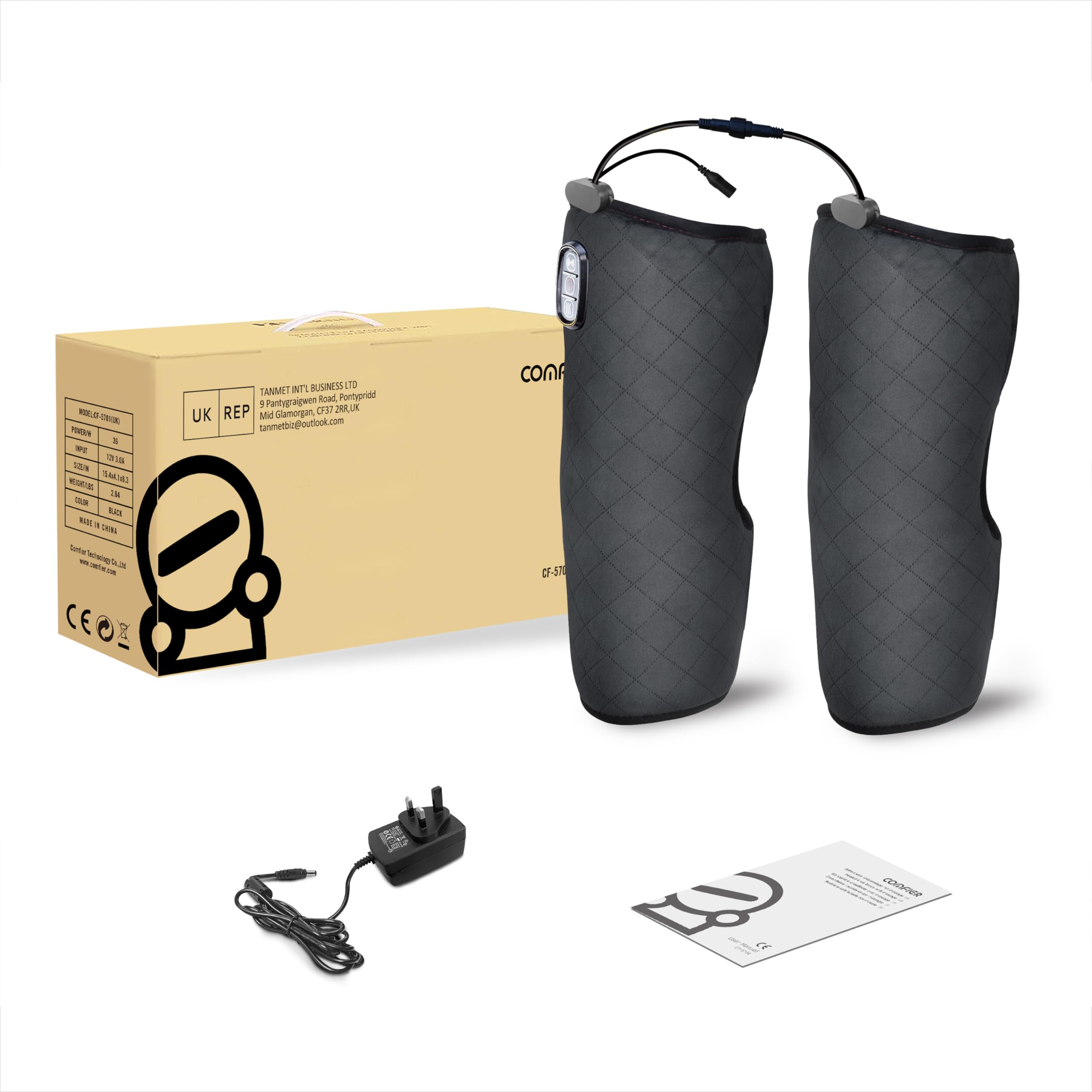 COMFIER KnieMassagegerät, Kniebandage mit Massage, Vibration, Heizkissen für Knie, beheiztes Kniekissen für Stressabbau, Geschenke