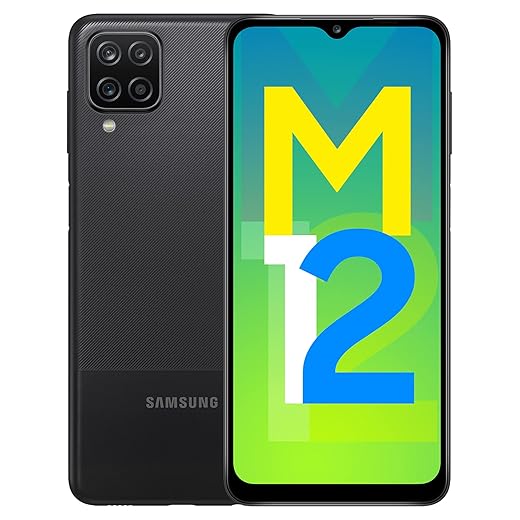 Samsung Galaxy M12 (Black,4GB RAM, 64GB Storage) 6000 mAh with 8nm Processor | True 48 MP Quad Camera | 90Hz Refresh Rate