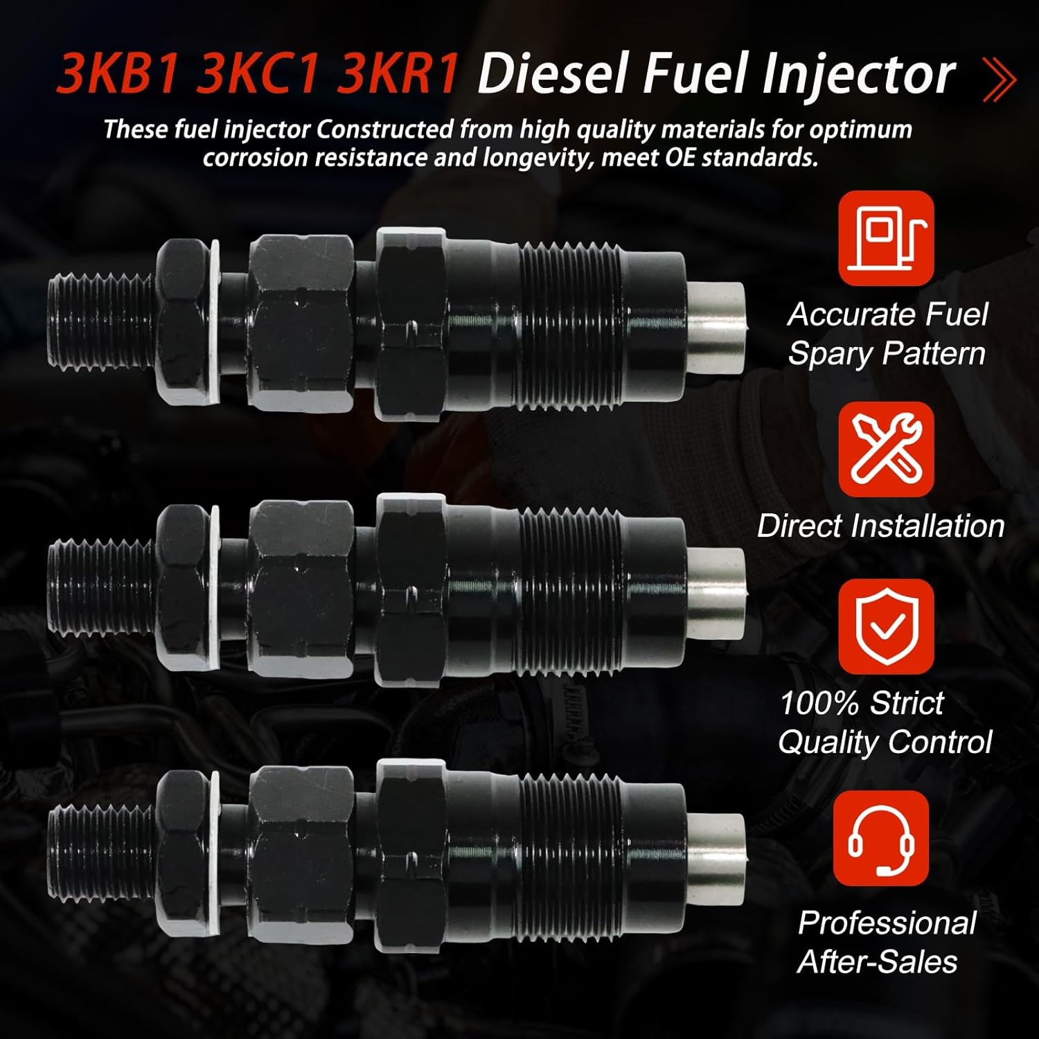 3pcs 3KB1 3KC1 3KR1 Fuel Injector Set 8941169342 8-94116934-2 for Isuzu Engine Hitachi EX12 EX15 EX20UR EX20UR-2 EX22 EX25 EX30UR EX30UR-2 Excavator