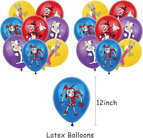 Vista 5 de Decoraciones digitales para fiestas de cumpleaños de circo, decoraciones digitales de circo incluyen pancarta de feliz cumpleaños, globos, adornos