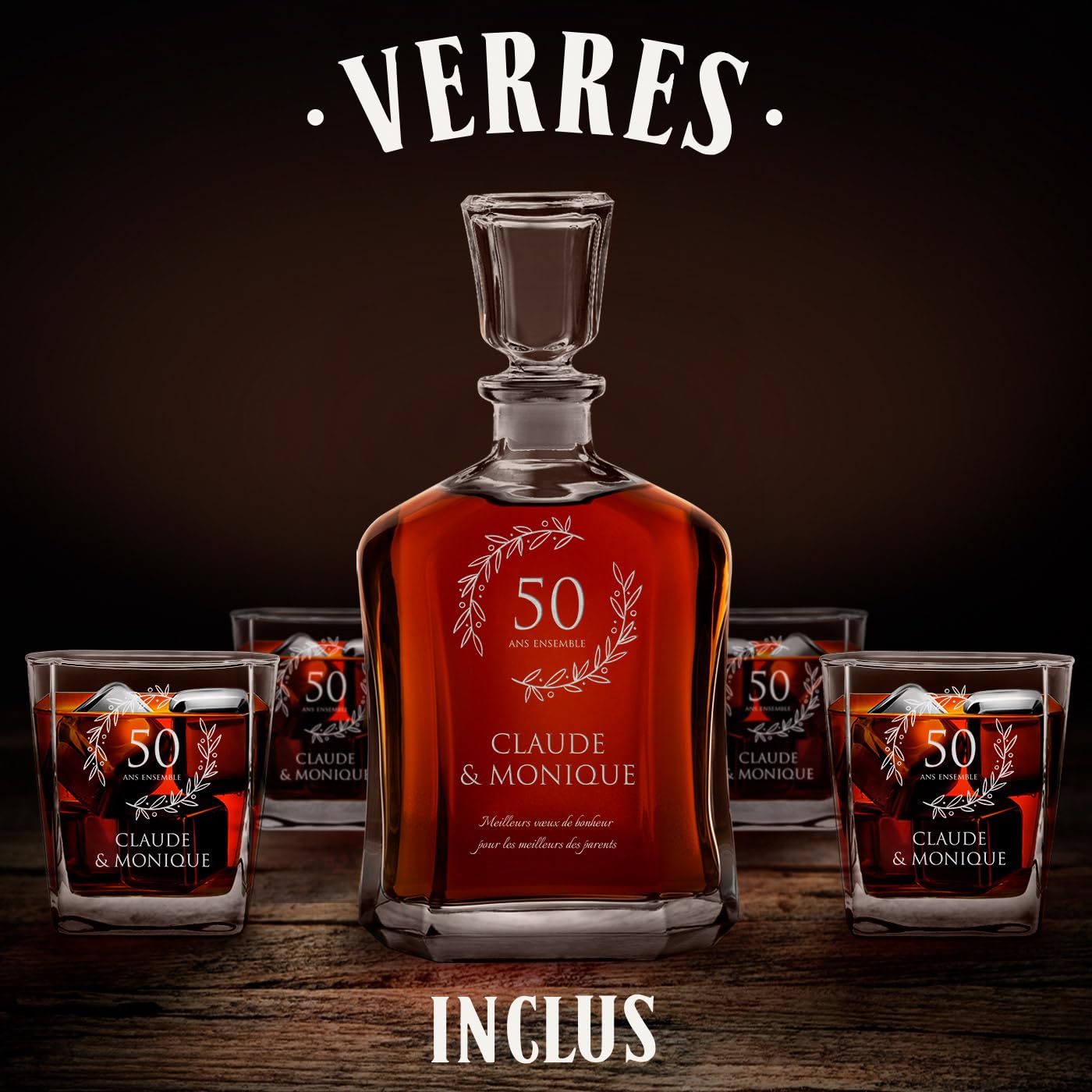 Maverton Ensemble de Carafe et Verres a Whisky Rhum Cognac Avec 4/6 Verres