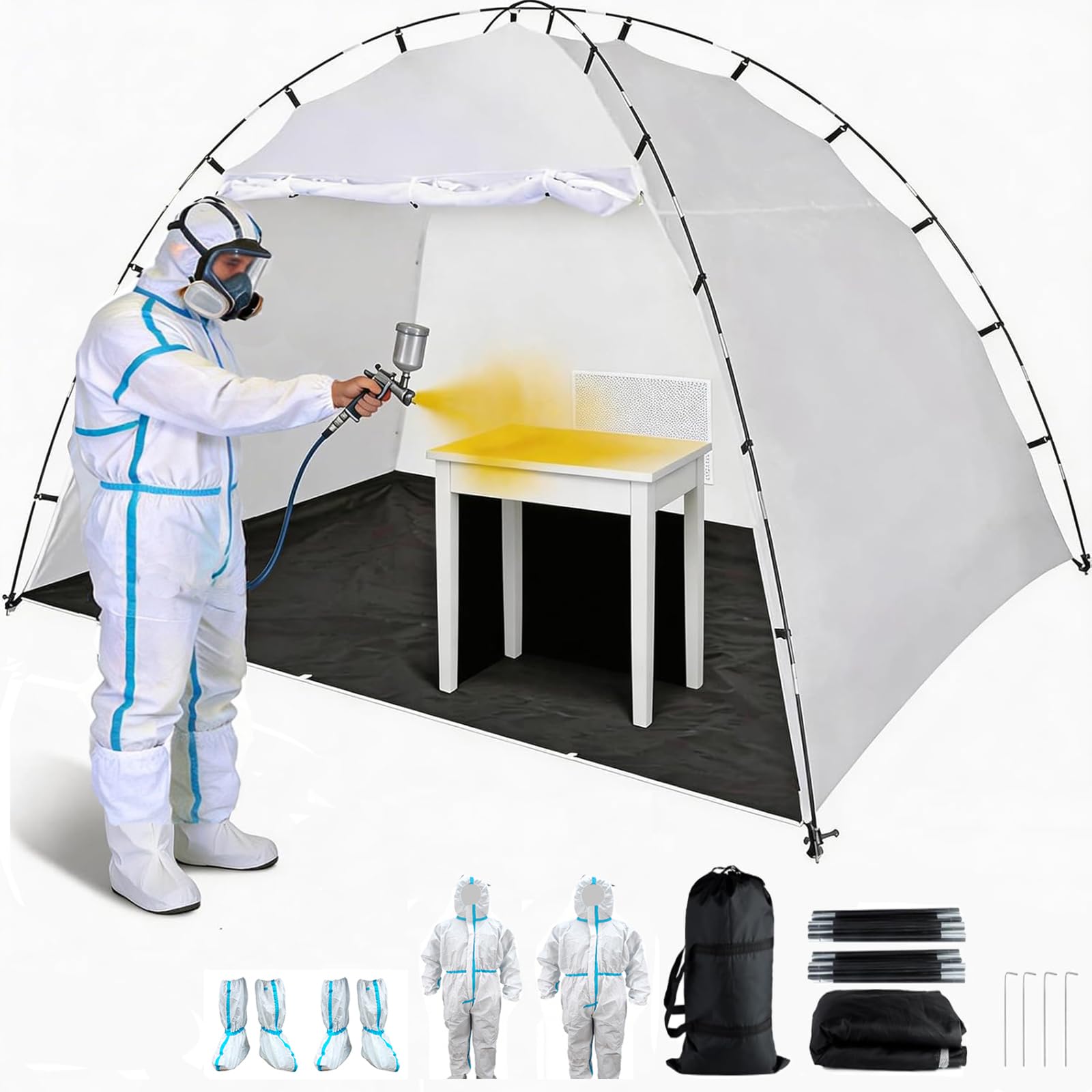 Tragbarer Sprühschutz Lackierzelt 300 x 183 x 200cm mit eingebautem Boden Sprühkabine für DIY