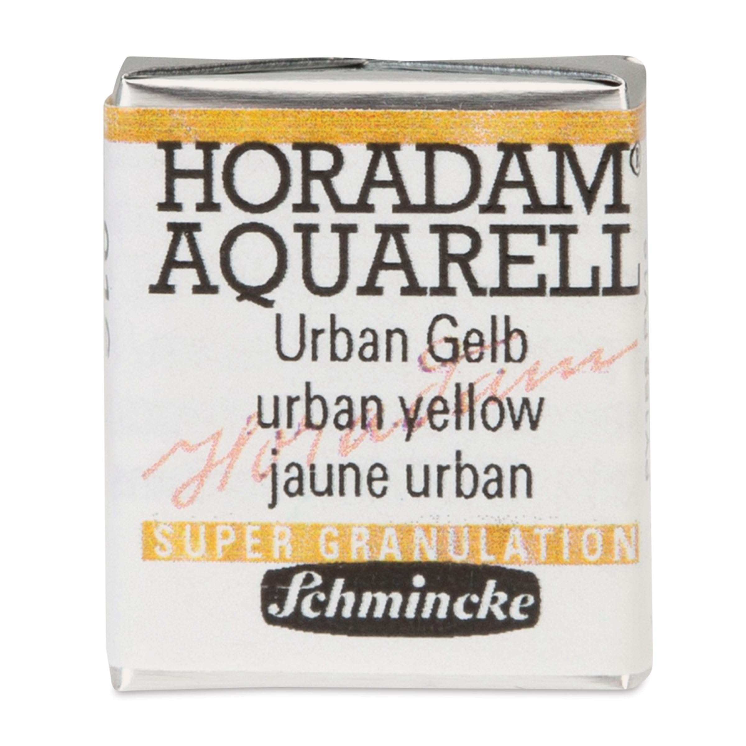 Schmincke HORADAM® AQUARELL, Super Granulación, 14 916 044 Urban Yellow, 1/2 pastilla, colores de granulación muy fuertes, acuarelas más finas y de gran granulación