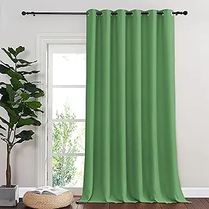 NICETOWN Blackout Room Divider Curtains for Sliding Glass Doors 102 Inches Long 1 Panel, Extra Wide Curtains for Doorway Patio Bedroom Living Room (Froest Green, 80Wx102L, 1 Panel)