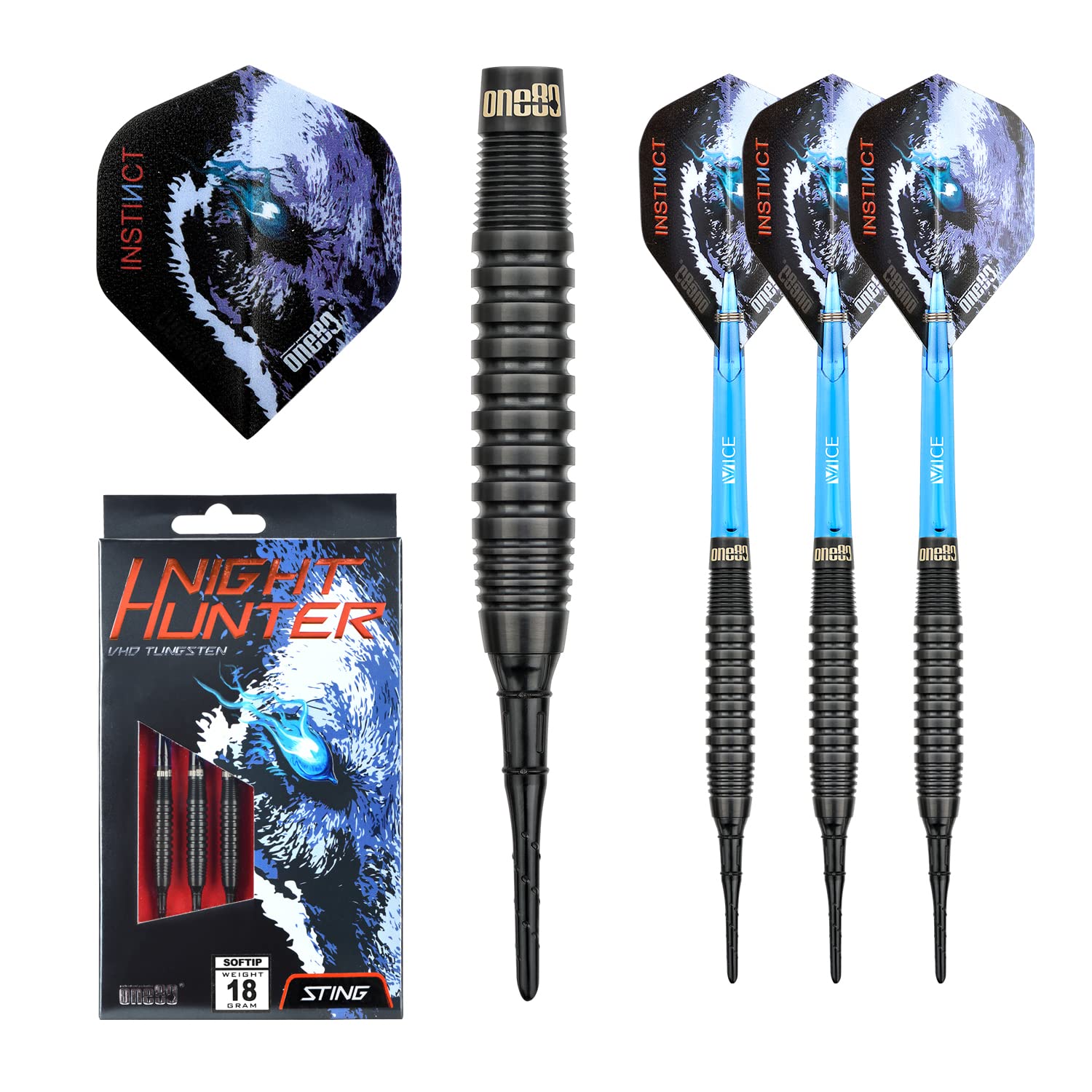 ONE80 90% Tungsten Steel Tip Darts Sets Chameleon, Night Hunter Professional Darts Set