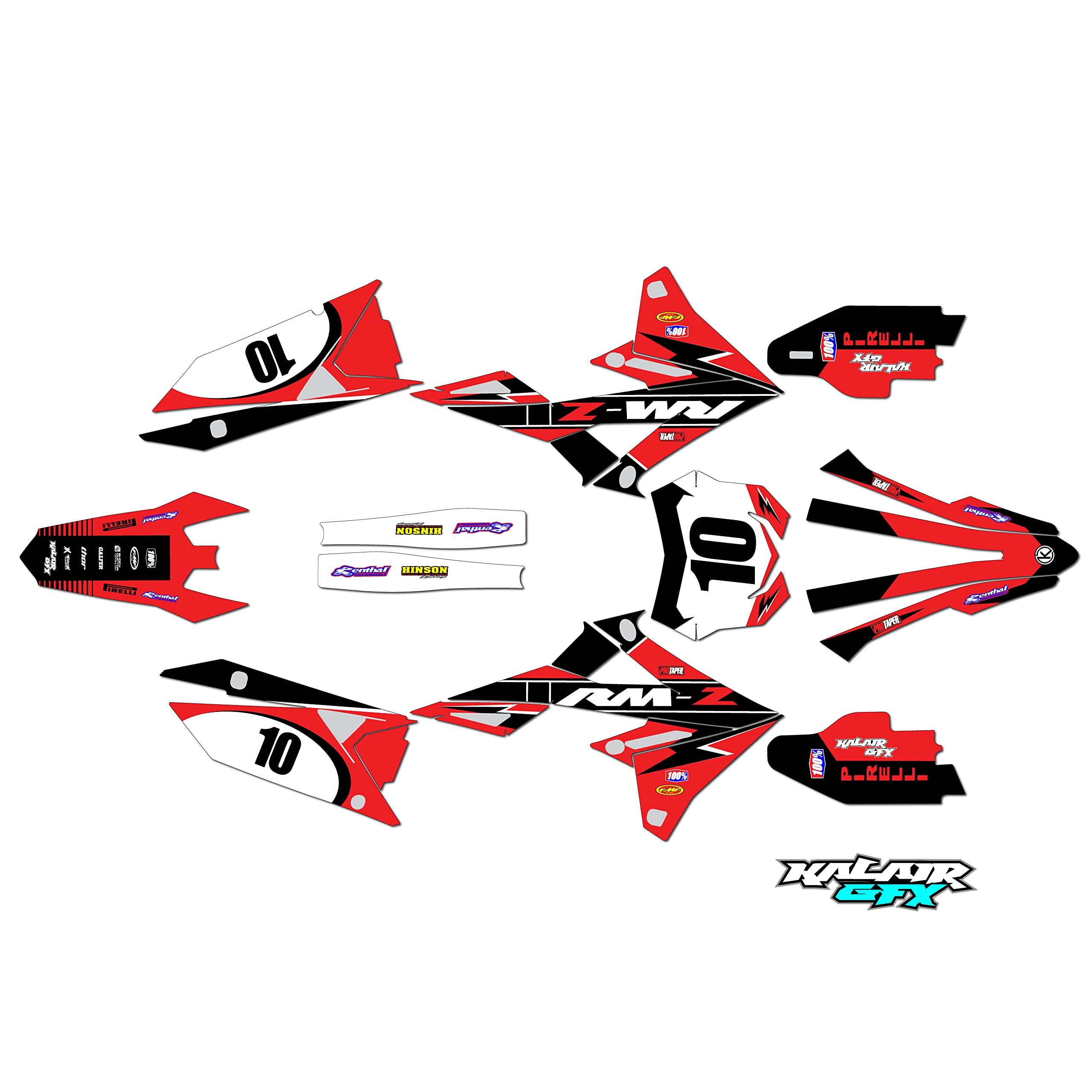 Kalair GFXGraphics Kit for Suzuki RMZ 250 (2019-2021) Speed Series Red 16 Mil - Dirt pit bike motorcycle stickers, dirtbike racing automotive decal motocross accessories no-plastics