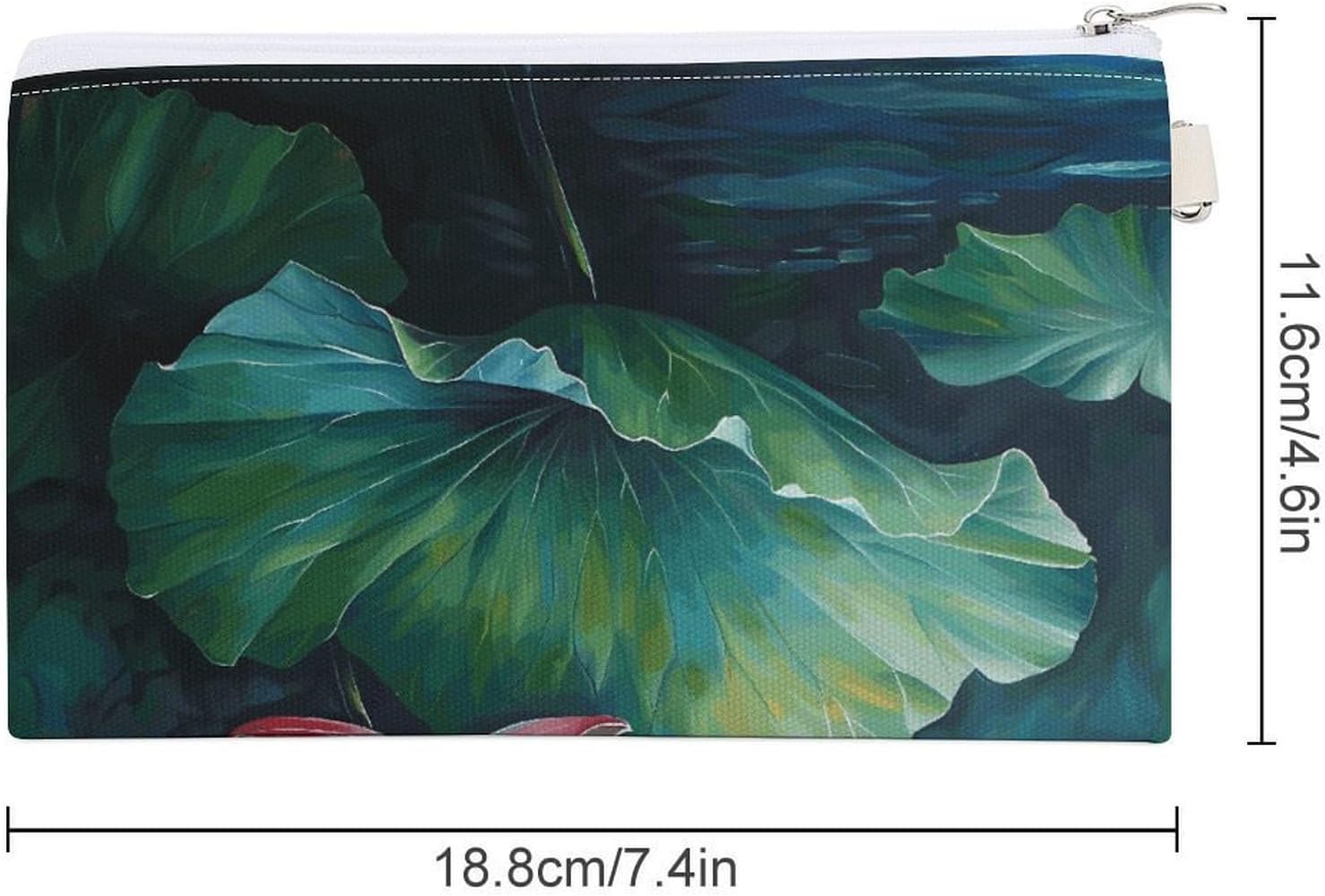 Lotus Flower Painting Coin Purse Coin Pouch with Zipper for Men Women Portable Change Wallet Canvas Coin Bag
